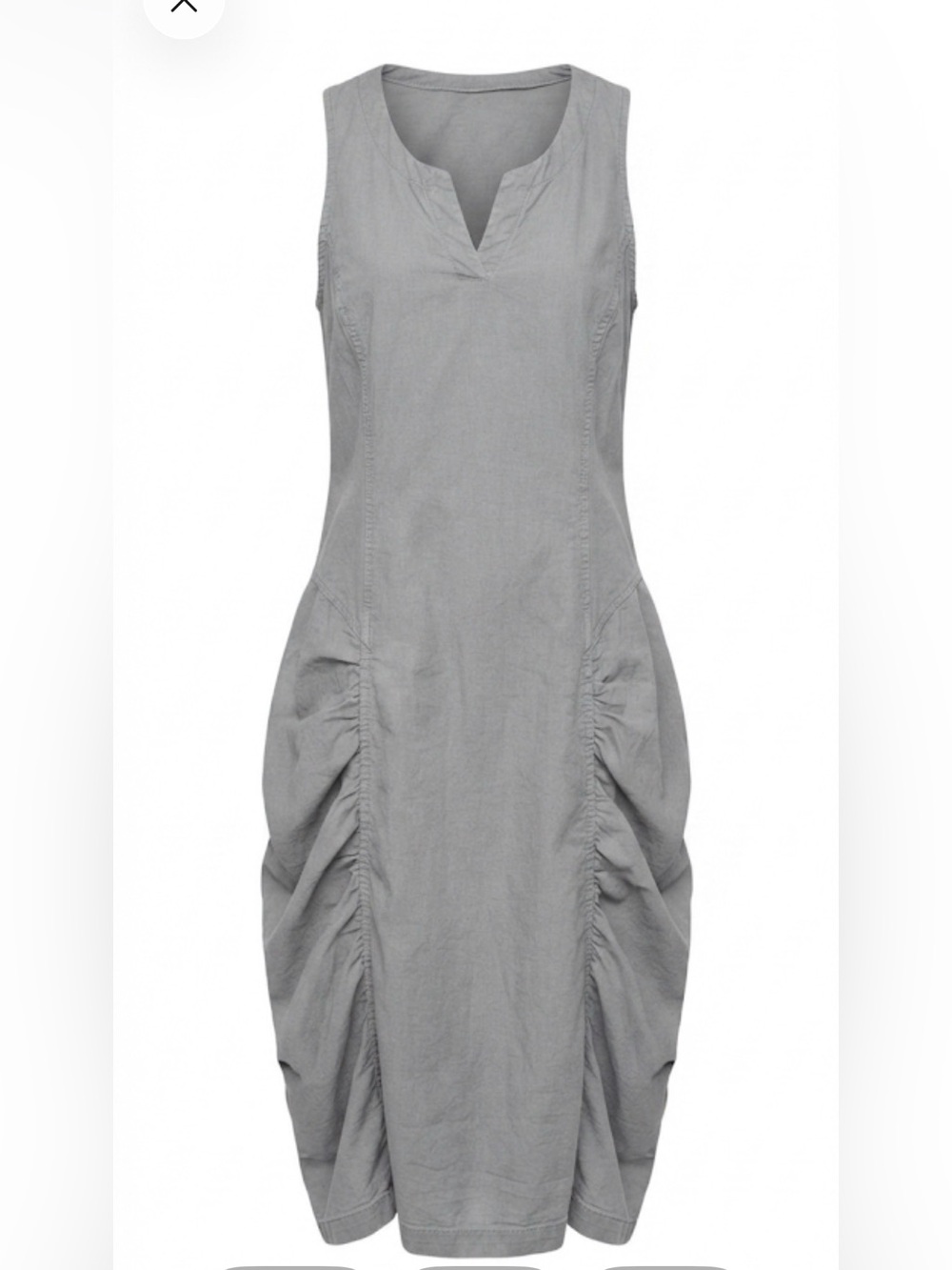 XCVI Grey Ruched Midi Dress Medium